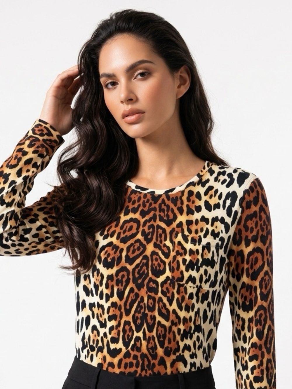 EQUIPMENT FEMME | Animal Print Leopard Silk Blouse with Pocket Women’s Size M